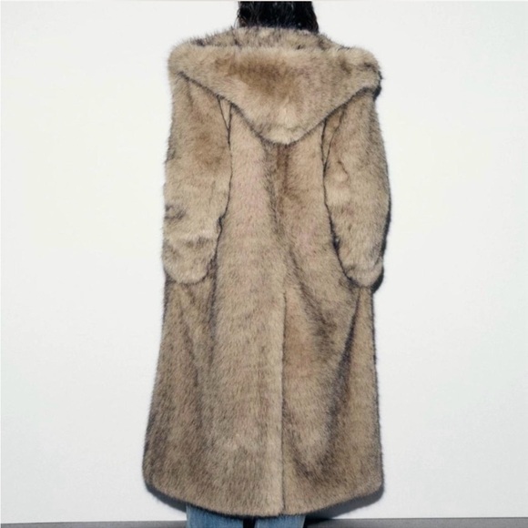 Zara- Tan Faux Fur Coat NWOT! - Picture 3 of 7